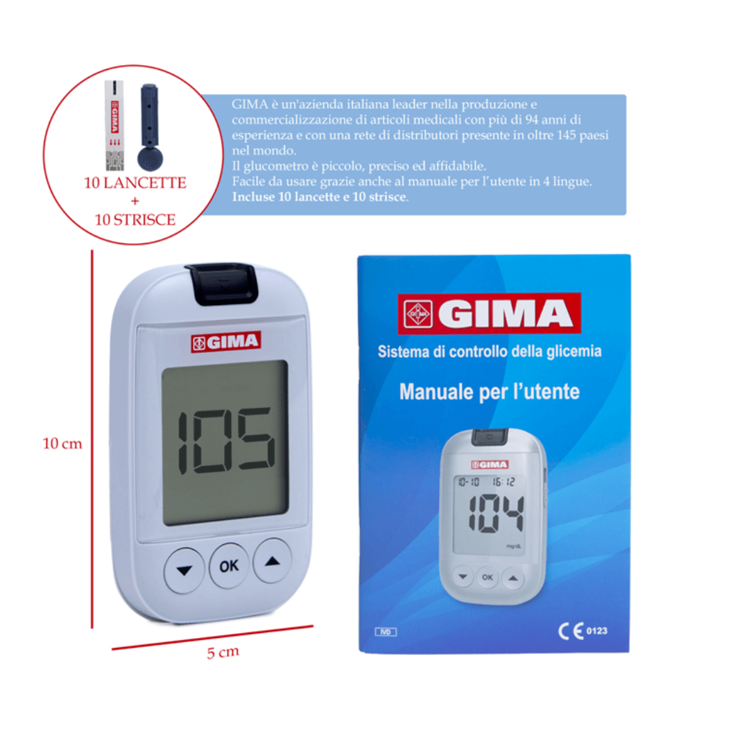 Gima - Kit completo Glucometro con tecnologia GDH-FAD